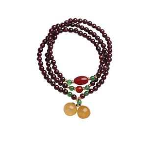 【自营】daisy beauty天然三圈石榴石手链双玉髓葫芦手串手饰礼物
