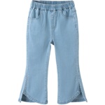 森马儿童牛仔裤2024新款时尚经典开叉显瘦喇叭裤夏季女童七分裤子