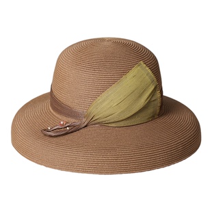 大帽檐防晒帽女可折叠赫本风真丝麻装饰出游百搭气质遮阳太阳帽