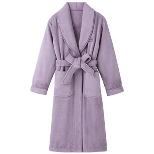 睡袍女士冬季珊瑚绒加厚加绒长款浴袍睡衣秋冬款法兰绒冬天家居服