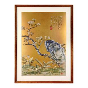 铜艺世家乾隆御制诗花卉望春花铜雕画手工錾刻中式家居装饰画挂画