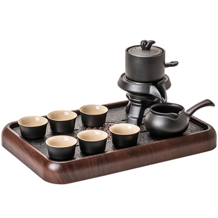 黑陶自动茶具套装复古家用高档石磨泡茶壶功夫茶办公会客泡茶神器