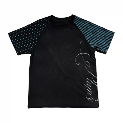 【AGD】WASE*青空波点条纹反秩序印花水洗插肩视觉夏季合身短袖