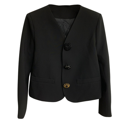 黑色小香风短款西装外套