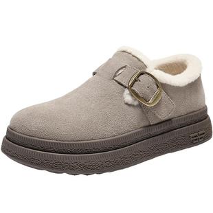 百丽女鞋子加绒保暖毛毛勃肯鞋冬季新款雪地靴棉鞋B2922DM5