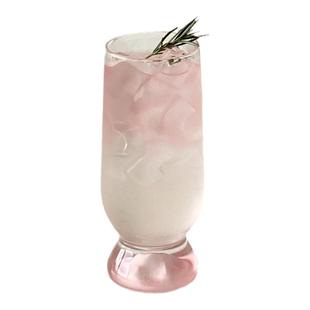 粉色观山杯家用高颜值创意玻璃水果茶杯女生可爱果汁微醺鸡尾酒杯