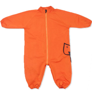 男宝连体防水罩衣秋冬套棉衣儿童外穿拉链开裆画画防脏衣婴儿爬服