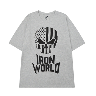 GASP华夫格新款美版T恤骷髅健身运动宽松上衣力量训练透气健美