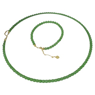 天然和田玉碧玉珠链项链玉石正品圆珠子小米珠串珠套装女款