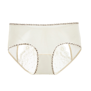 六只兔子3条装蕾丝内裤女薄款桑蚕丝底裆短裤中腰性感豹纹三角裤