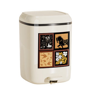 中古风脚踏垃圾桶家用客厅轻奢高档厨房高颜值带盖卧室踩踏卫生桶