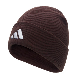 阿迪达斯棕色针织帽男女冬季新款复古美式冷帽情侣毛线帽子KB2473