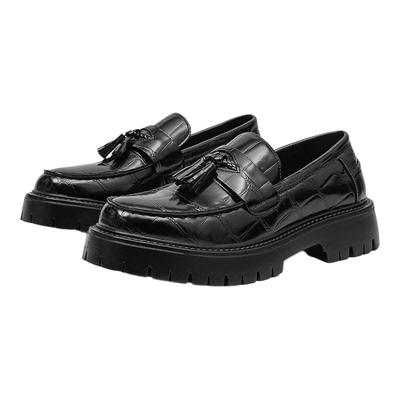 流苏乐福鞋男款真皮一脚蹬豆豆鞋