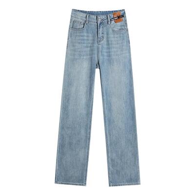 浅色窄版直筒牛仔裤女夏季薄款