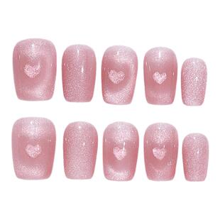 MissCandy纯手工穿戴甲2026新款琥珀猫眼高级感短款中长美甲贴片