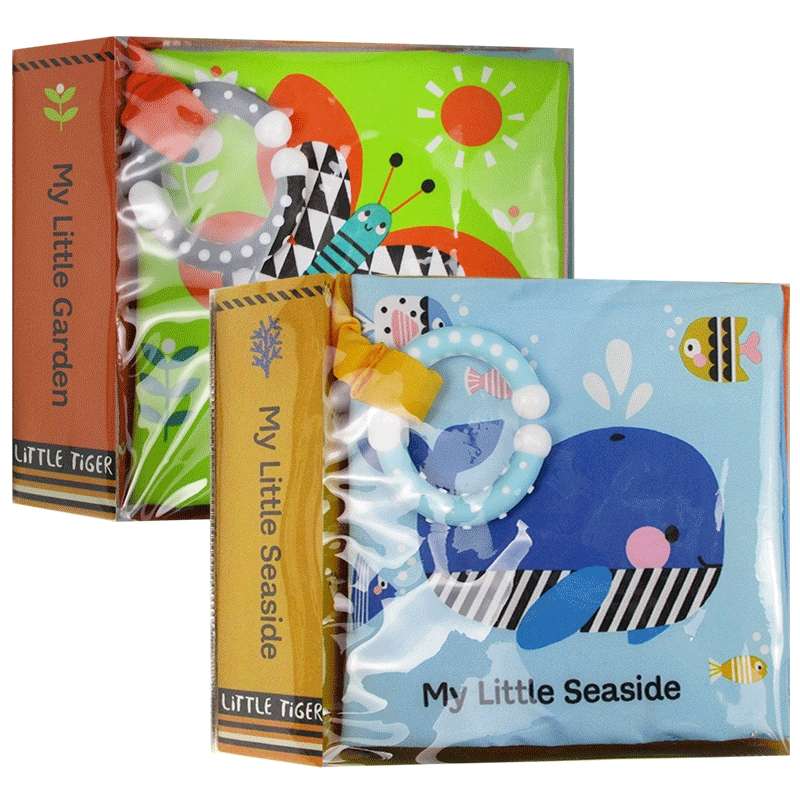 布书2册 小花园 海边 英文原版 My Little Garden Seaside Cloth Book 撕不烂益智玩具早教书 英文版幼儿英语学习启蒙书籍