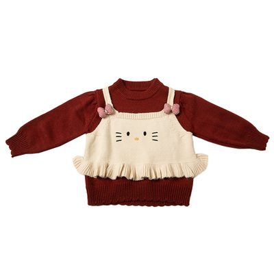 超好看假两件女童毛衣冬季针织衫