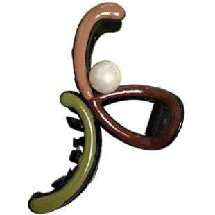 小众不规则撞色滴釉珍珠抓夹女高级感2026新款大号鲨鱼夹发夹头饰