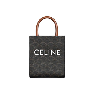 9.9/9.5新Celine/思琳凯旋门人造革黄褐色迷你老花Tote手提斜挎包