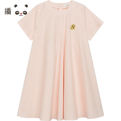 播broadcute童装连衣裙2024夏季新款女童简约圆领裙子KGR2L973