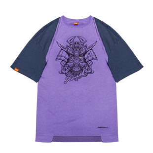 不作恶「夜光硅武士」赛博朋克美式街头宽松圆领短袖T恤男夏季