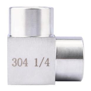 304不锈钢高压加厚内外丝弯头双内外牙螺纹90度直角弯通4分压力表