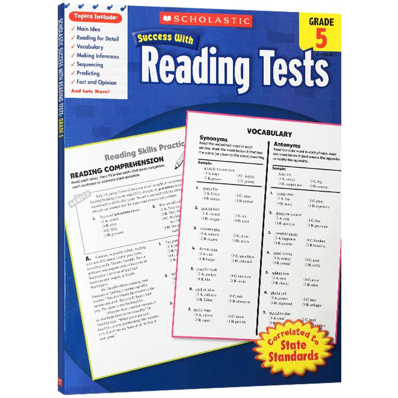 五年级小学生课外作业家庭辅导练习册学乐成功系列 Scholastic Success with Reading Tests Grade 5 阅读测试教材英文原版书