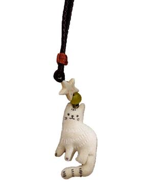 「小黛西」可爱植绒毛绒串珠猫咪吊坠小猫项链森系毛毡挂件毛衣链