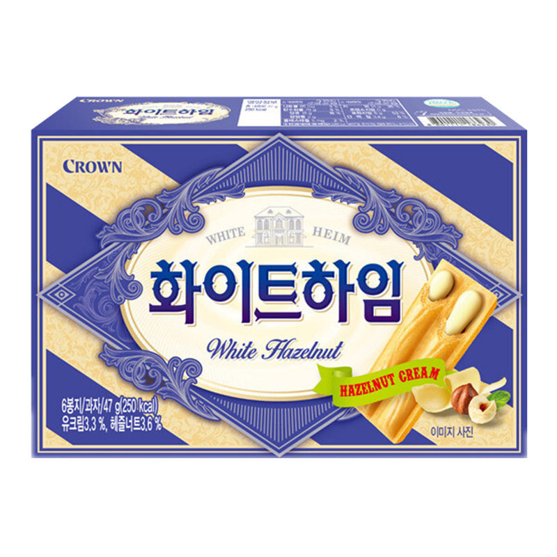 韩国进口crown克丽安奶油巧克力榛子威化饼干47g榛子瓦夫休闲零食