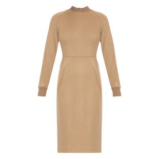 走秀款高端精纺羊绒针织毛呢连衣裙立领长袖名媛收腰长款女裙冬新