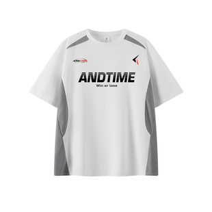 andtime美式运动拼接短袖轻薄户外篮球训练健身速干撞色解构T恤潮