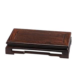 黑檀木实木正方长方摆件花瓶茶壶玉石新中式古典明式木托盆景底座