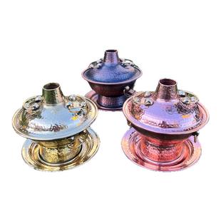 手工纯铜掌上火锅摆件礼品袖珍小铜火锅把件工艺品迷你黄紫铜款