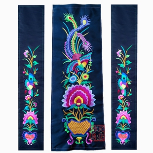 马面裙刺绣片民族风牡丹绣花布辅料云贵川湘演出服装飘带机绣品