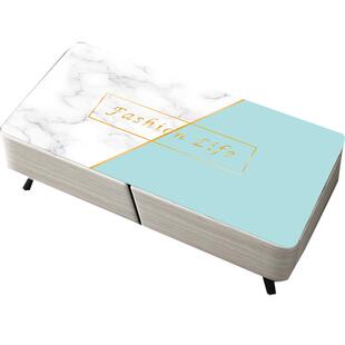 现代简约双色拼接仿大理石纹素雅防水防烫家用客厅茶几桌布