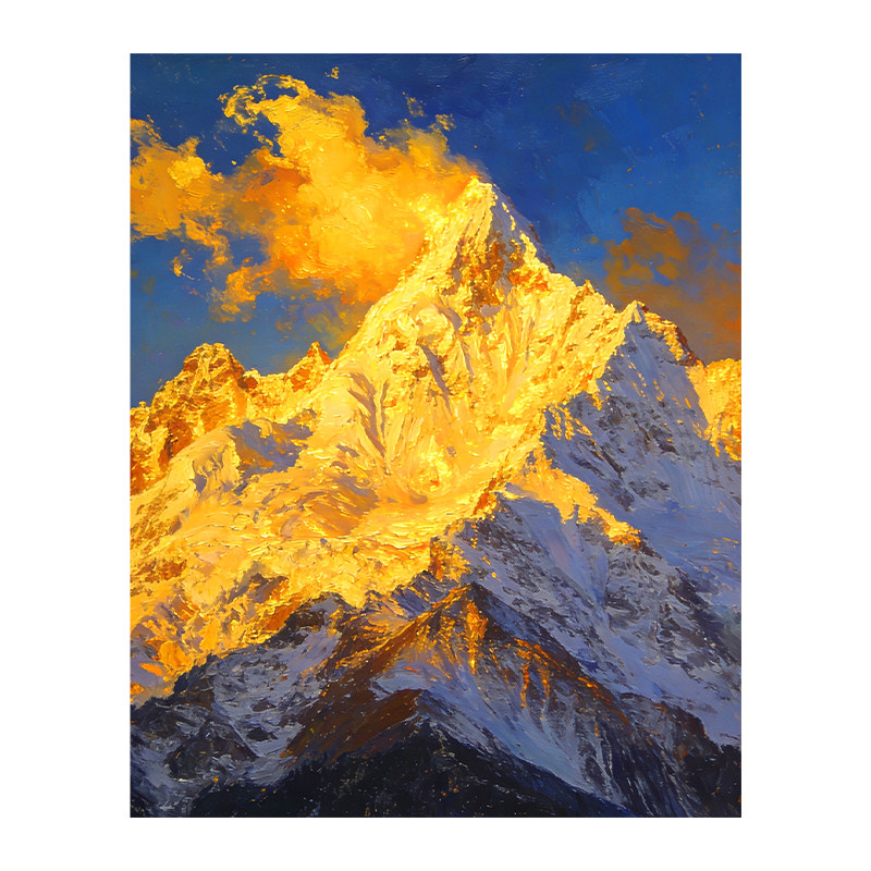 财绕金山diy数字油画填充手绘大尺寸涂色高级客厅招财装饰画26新