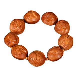 周派春毅核坊年年有余鱼橄榄核雕单子纯手工核雕文玩挂件老苏工