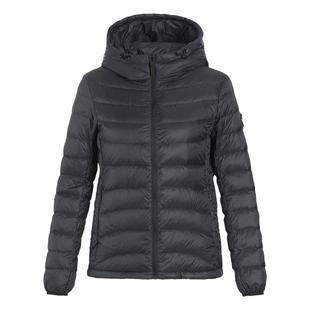 鸭鸭轻薄羽绒服女抽绳连帽短款修身显瘦韩版时尚休闲轻便保暖外套