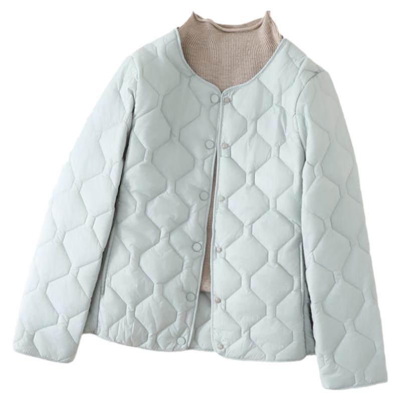 秋冬轻薄羽绒棉服短款圆领打底