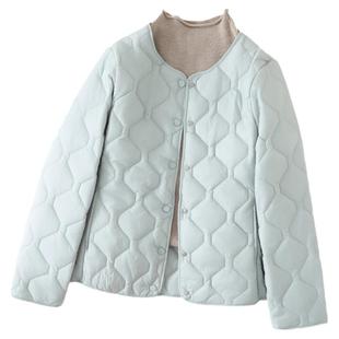 卡依佳秋冬轻薄羽绒棉服女短款圆领百搭打底保暖长袖V领内胆棉袄