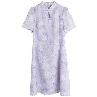 甜美气质收腰显瘦碎花镂空连衣裙