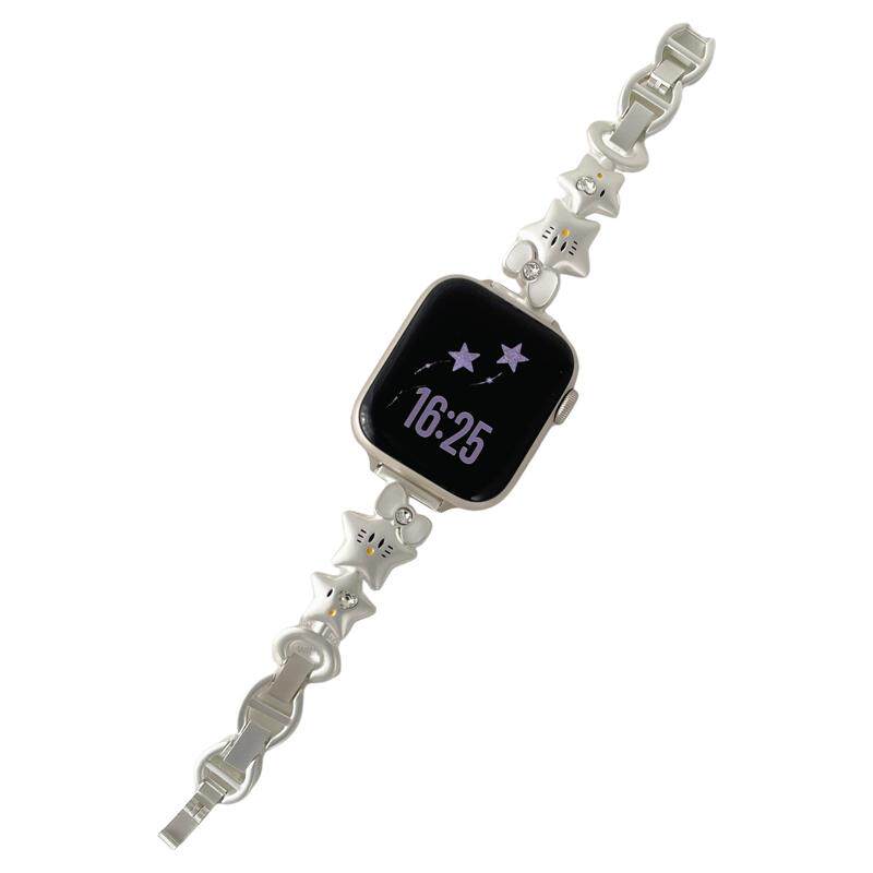 适用苹果iwatch S12手表带ultra4锌合金属S11蝴蝶结星星链条腕表带applewatch女款SE3代运动智能S9/8/7表链
