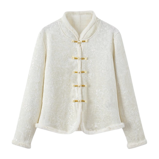 新中式国风盘扣立领唐装上衣小衫女加绒保暖修身时尚气质打底衫厚