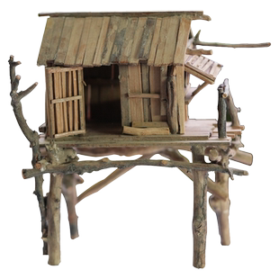 diy手工建筑沙盘模型小竹屋制作材料包竹棒竹签木棍环艺微缩场景