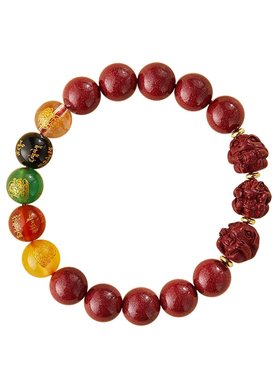 【已祝福】朱砂五路财神三合手串