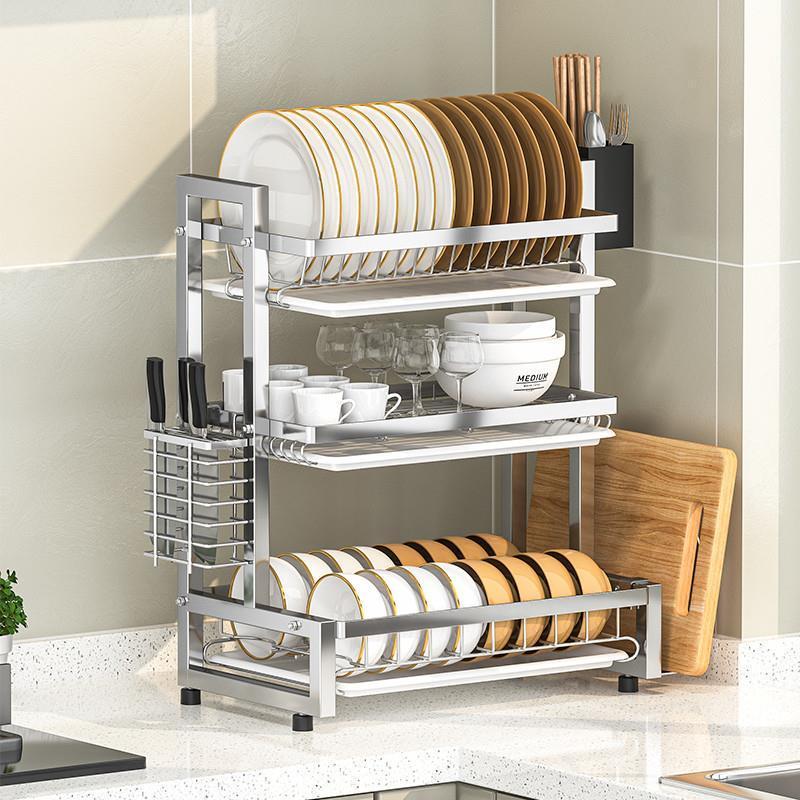 厨房置物架碗碟收纳架碗盘沥水架家用多功能放碗架碗筷收纳盒碗柜