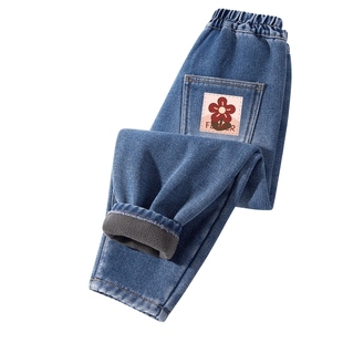 真维斯童装女童加绒牛仔裤冬季2026新款一体绒长裤中大童儿童裤子