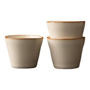 米黄汝窑开片直口小杯功夫茶杯陶瓷小单杯主人杯品茗杯喝茶小杯子