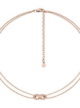 [新品]阿玛尼项链女士双层鹰标环扣锁骨链轻奢时尚高级首饰送女友