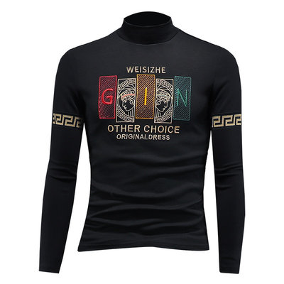 2025新款半高领刺绣男士长袖卫衣